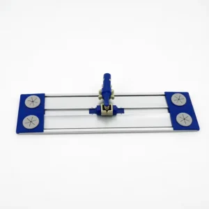 Aluminum Flat Mop Frame with Blue Clips and Adjustable Swivel Connector