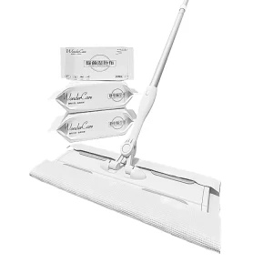 Aluminum Flat Mop System with Disposable Refills and Folding Wringing Mechanism