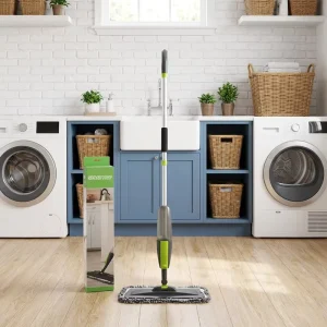 Aluminum Microfiber Spray Mop with Flat Handle, Refillable Bottle and Replaceable Pads for Dry/Wet Floors