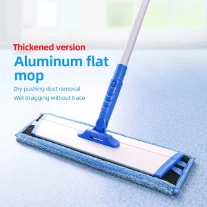Aluminum Mop Adjustable Stainless Steel Handle Flat Mop Microfiber Washable Floor Cleaning Mop