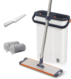 Aluminum Panel Flat Mop with Replaceable Ultra-Fine Fiber Pad and Extendable Handle