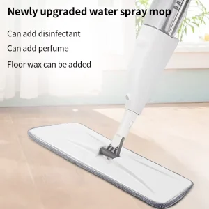 Aluminum-Pole Wireless Water Spray Mop with Four-Side Wringing Microfiber Flat Head