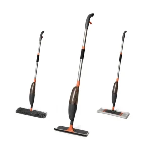 Aluminum Spray Mop with Chenille Microfiber and Squeegee Pad Options for Floor Cleaning