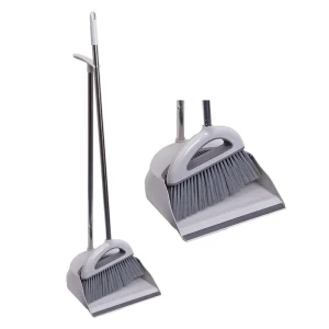Angle Broom and Dustpan Combo with Long Handle for Outdoor Use