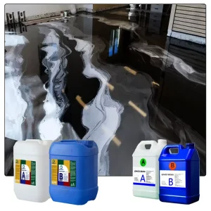 Anti-Slip Self-Leveling Clear Liquid Epoxy Resin for 3D Metallic Floor Painting and Coating