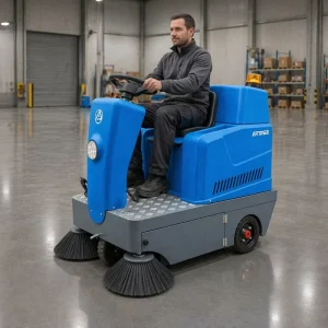 Automatic Battery-Powered Ride-on Floor Sweeper for Warehouses and Industrial Floors with CE
