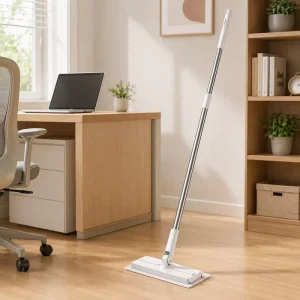 Automatic Clamping Flat Mop with Replaceable Wipes and Refill Cloth for Window and Floor Cleaning