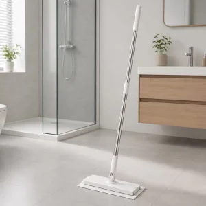 Automatic Clamping Flat Mop with Replaceable Wipes for Window and Floor Cleaning