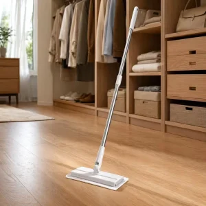 Automatic Clamping Floor Cleaning Mop with Replaceable Cloth Refills, Disposable Flat Mop