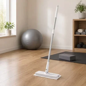 Automatic Clamping Steel Floor Cleaning Mop with Telescopic Handle and Replaceable Disposable Cloth