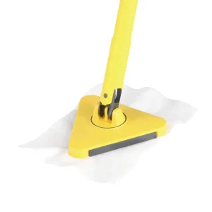 Automatic Clamping Triangle Mop for Floor and Wall Cleaning with Disposable Wipes