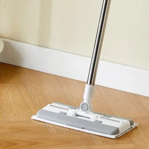 Automatic Cloth Clip Flat Mop With Scraper Hands Free Cleaning Tool For Bathroom Floor No Hand Washing Lazy Mop