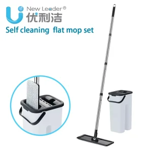 Automatic Hands-Free Microfiber Self-Cleaning Flat Mop with PP Bucket Set