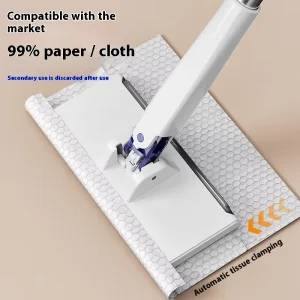 Automatic Mini Mop with Clip, Facial Towel Holder, and Plastic Basket