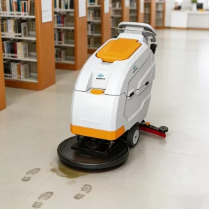 Automatic Quiet Walk-Behind Floor Sweeping Machine for Libraries and Gymnasiums