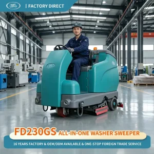 Automatic Ride-On Electric Floor Sweeper and Scrubber