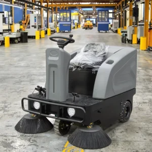 Automatic Ride-On Industrial Electric Street Sweeper with Brush Motor, Side Brush, Self-Propelled Drive, 42-Gallon Hopper, and 220V Power
