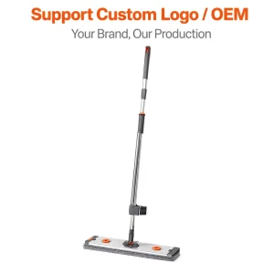 Automatic Spinning Microfiber Mop Lightweight Stainless Steel Rectangle Design High Dehydration Rate Quick Absorption Floor Use