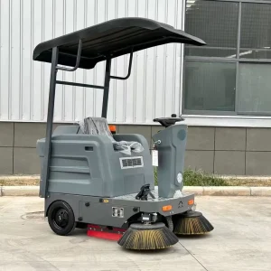 Autonomous Cordless Ride-On Electric Road Floor Cleaner and Street Sweeper with Leaf Collection