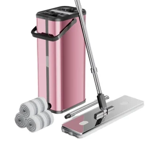 BASSFLY X1 Extendable Stainless Steel Square Mop Set 2 Microfiber Mopheads Twist Wringing Eco friendly Reusable 90% 100%
