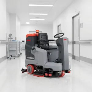 BISON Ride on Floor Scrubber and Sweeper Machine Electric Multi Function for Workshop Garage Cleaning