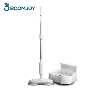 BOOMJOY Electric Spin Mop Cordless Floor Mop Bucket Set Rotating Mop Cleaner With Spray Water Tank And Self Cleaning System
