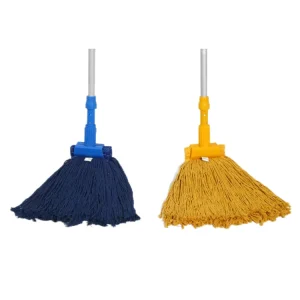 BSCI GRS Blue Cotton Wet Mop Head with Cut or Looped Ends and Mop Clip