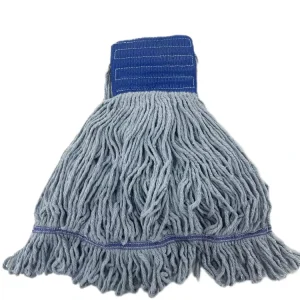 BSCI GRS Blue Wide-Band Cotton Wet Mop Head with Looped Ends, 400/450/500g