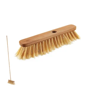 Bamboo Handle Long Handled Floor Broom Detachable Soft Bristle Sweeper