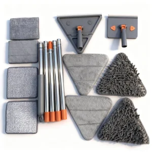 Baseboard Cleaner Tool with Handle 360-Degree Rotating Mop and Squeegee for Walls, Ceilings, Windows, and Floors