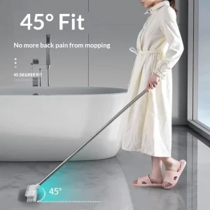 Bathroom Floor Scrubber Squeegee with Integrated Toilet Cleaning Brush Two-in-One Long-Handled Stainless Steel Brush