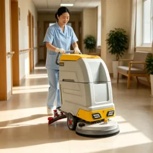 Battery Operated Walk-Behind Floor Scrubber Machine for Campus, Supermarket, Hotel, and Factory Cleaning