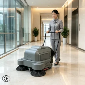 Battery-Powered Commercial Electric Ride-On Floor and Street Sweeper for Property Cleaning