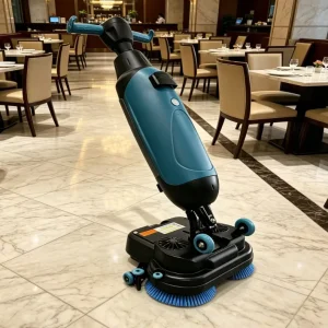 Battery Powered Floor Cleaning Machine Home use Compact Walk behind Scrubber for Factory Workshop Floor Maintenance