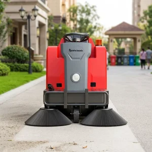 Battery-Powered Floor Sweeper with Vacuum Function for Community Property