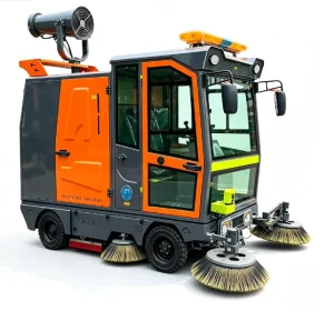 Battery-Powered Industrial Sweeping Machine with Vacuum Suction for Outdoor Factory Floor Cleaning