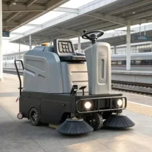 Battery-Powered Ride-On Floor Sweeper 1250mm for Railway Stations High-Speed Rail Platforms and Passenger Terminals