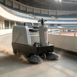 Battery-Powered Ride-On Floor Sweeper for Stadium Concourses, Arenas and Sports Facilities