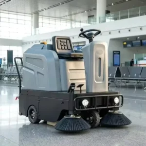 Battery Powered Ride on Floor Sweeper 1250mm Industrial Cleaning Machine for Airport Terminals Passenger Waiting Areas