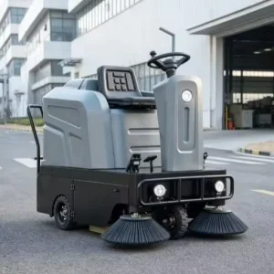 Battery Powered Ride on Floor Sweeper 1250mm Industrial Cleaning Machine for Industrial Parks Factory Roads Outdoor Cleaning