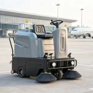 Battery Powered Ride on Floor Sweeper 1250mm for Airport Aprons Runways Terminal Outdoor Cleaning Machine