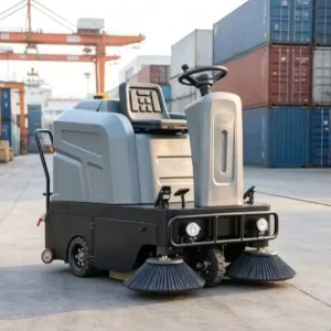 Battery Powered Ride on Floor Sweeper 1250mm for Container Ports Cargo Terminals Logistics Yards Outdoor Cleaning Machine