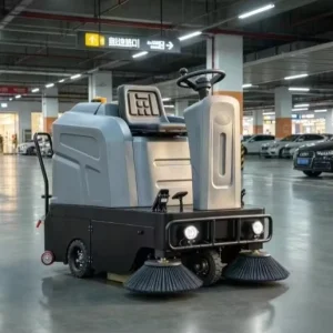 Battery Powered Ride on Floor Sweeper 1250mm for Underground Parking Garages Commercial Property Floor Cleaning Machine