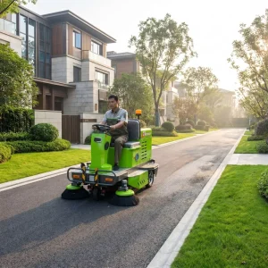 Battery Powered Ride on Floor Sweeper Commercial Road Sweeper Machine with 160L Dust Hopper