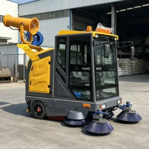 Battery Powered Ride on Floor Sweeper Machine Commercial Outdoor Road Sweeper With Dust Control System