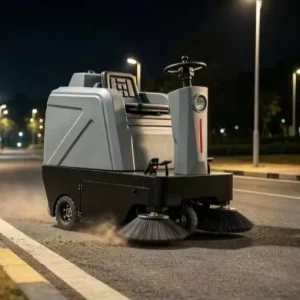 Battery Powered Ride on Road Sweeper for Night Street Cleaning Municipal Roads Parks and Public Walkways