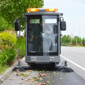 Battery-Powered Self-Propelled Ride-On Road Sweeper Truck with Large Hopper and 4-6H Working Time