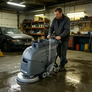 Battery-Powered Walk-Behind Warehouse Floor Scrubber Dryer for Supermarket Floors