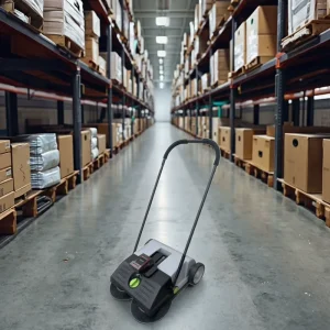 Battery Sweeper for Large Debris Removal in Parking Lots and Sidewalks