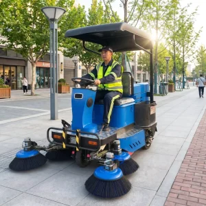 Battery-powered Ride-on Street Sweeper for Residential Community Park and Municipal Road Cleaning